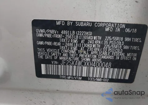 2019 Subaru Forester Touring из США, поврежденный, VIN JF2SKAWCXKH400048